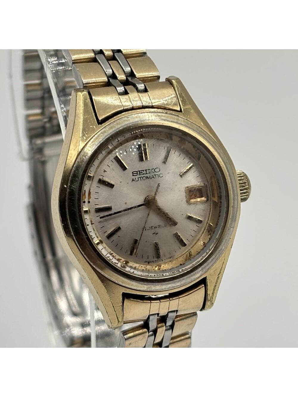 Seiko Automatic Ladies 25mm Time & Date Watch 2205-0691 RUNNING - Has Wear